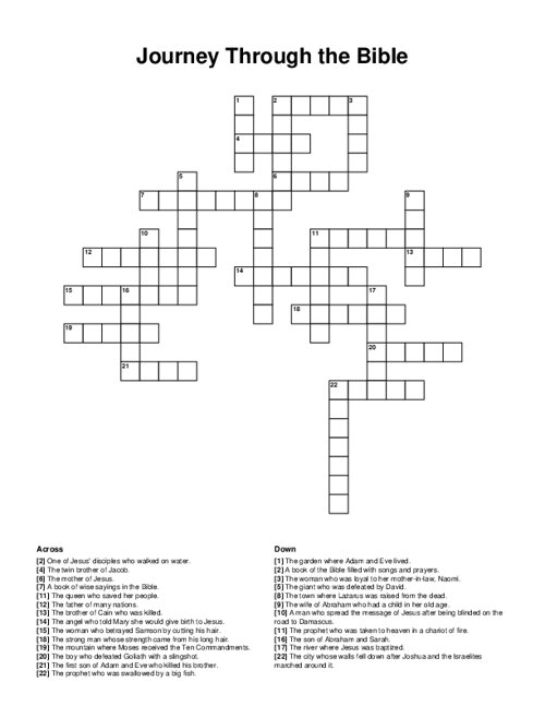 Journey Through the Bible Crossword Puzzle