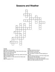 Seasons and Weather crossword puzzle