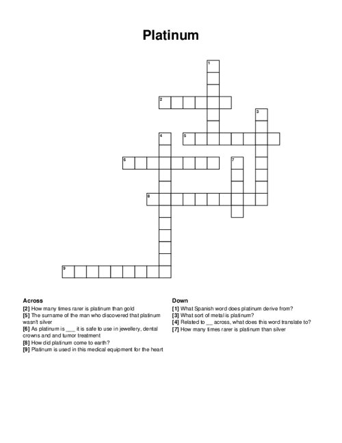 Platinum Crossword Puzzle