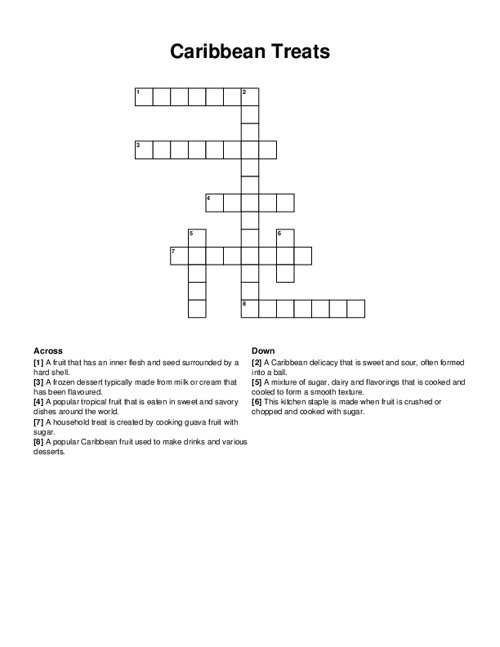 Caribbean Treats Crossword Puzzle