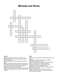 Minerals and Rocks crossword puzzle