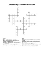 Secondary Economic Activities crossword puzzle