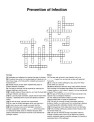 Prevention of Infection crossword puzzle