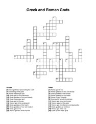 Greek and Roman Gods crossword puzzle