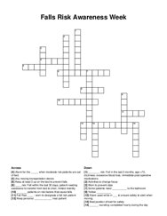 Falls Risk Awareness Week crossword puzzle