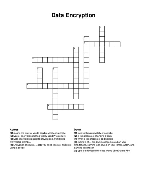 Data Encryption Crossword Puzzle