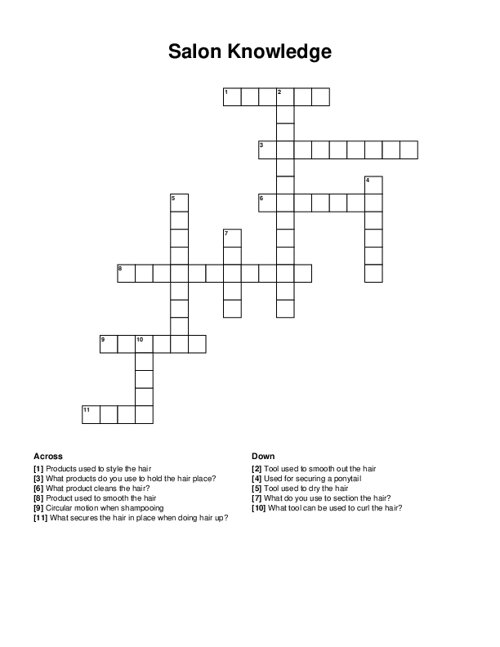 Salon Knowledge Crossword Puzzle