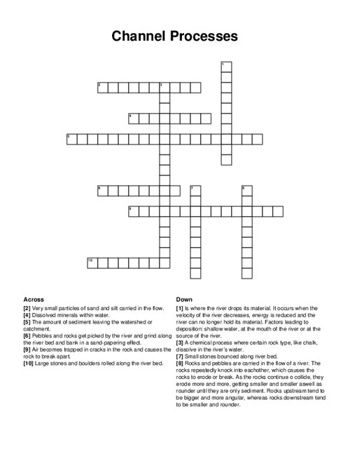 Channel Processes Crossword Puzzle