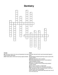 Dentistry crossword puzzle