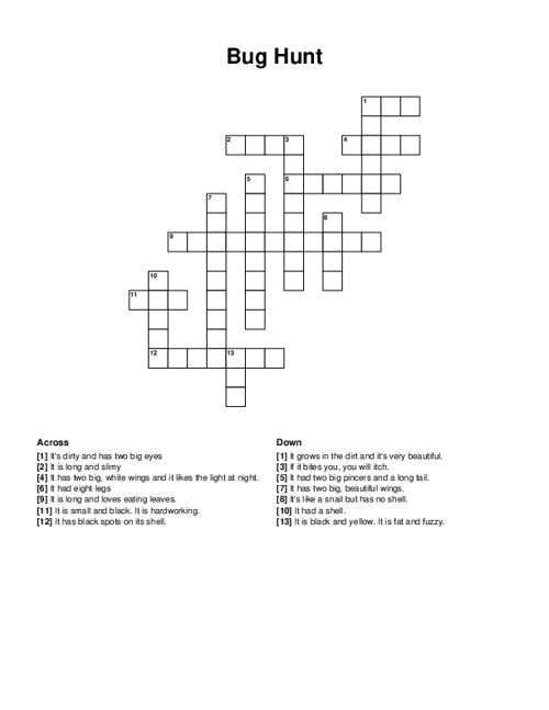 Bug Hunt Crossword Puzzle