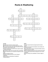 Rocks & Weathering crossword puzzle