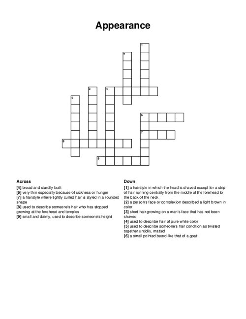 Appearance Crossword Puzzle