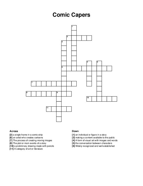 Comic Capers Crossword Puzzle