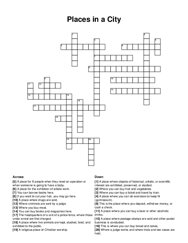 Places in a City crossword puzzle