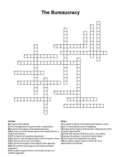 The Bureaucracy Crossword Puzzle