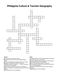 Philippine Culture & Tourism Geography crossword puzzle