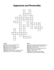 Apperance and Personality crossword puzzle