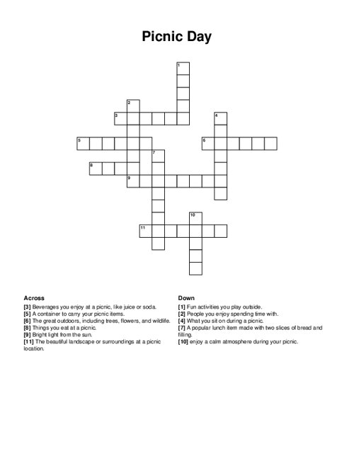 Picnic Day Crossword Puzzle