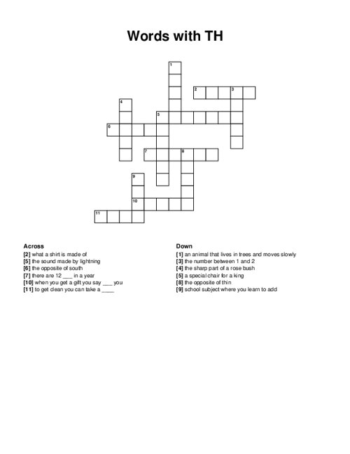 Words with TH Crossword Puzzle