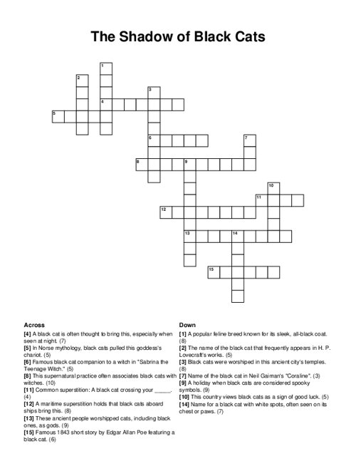 The Shadow of Black Cats Crossword Puzzle