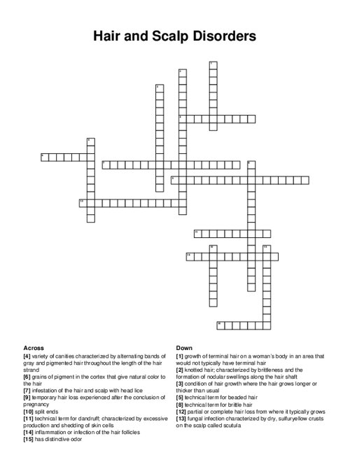 Hair and Scalp Disorders Crossword Puzzle