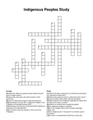 Indigenous Peoples Study crossword puzzle