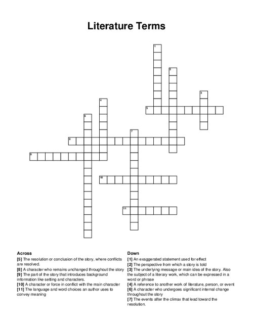 Literature Terms Crossword Puzzle