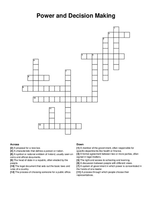 Power and Decision Making Crossword Puzzle