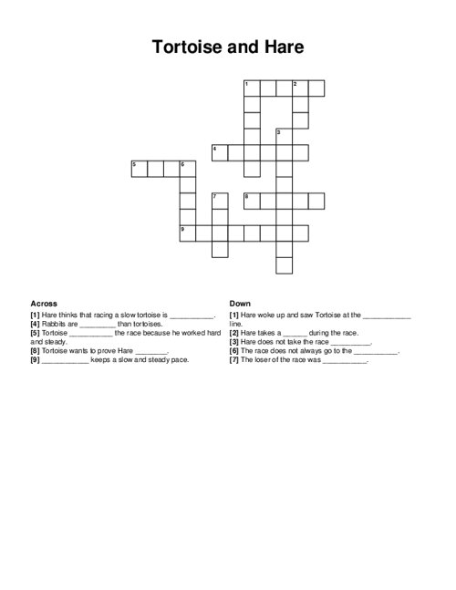 Tortoise and Hare Crossword Puzzle