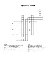 Layers of Earth crossword puzzle