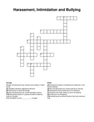 Harassment, Intimidation and Bullying crossword puzzle