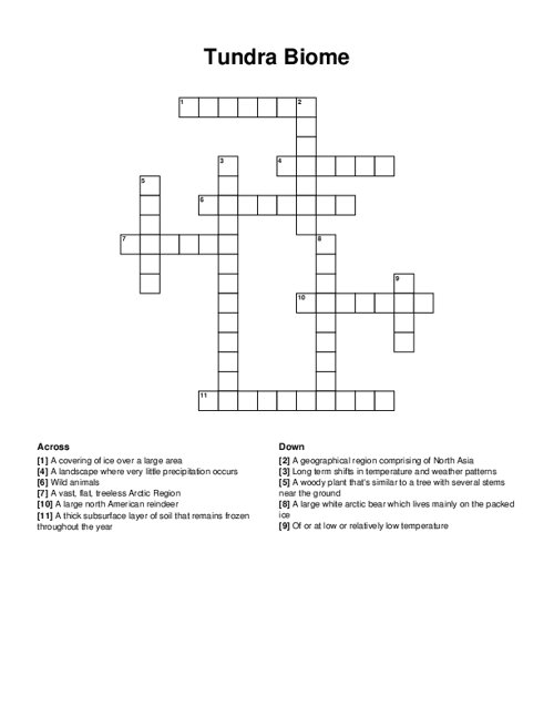 Tundra Biome Crossword Puzzle