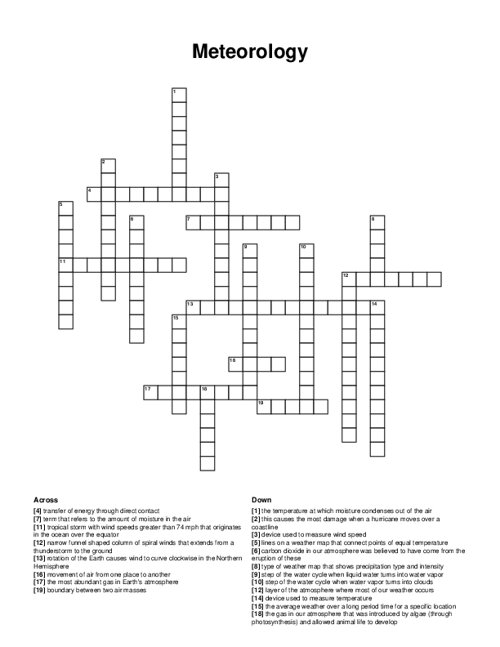 Meteorology Crossword Puzzle