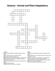 Science - Animal and Plant Adaptations crossword puzzle