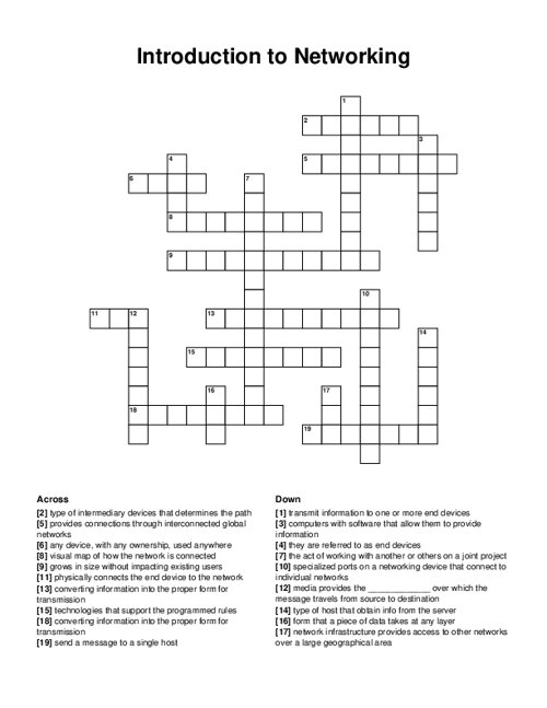 Introduction to Networking Crossword Puzzle