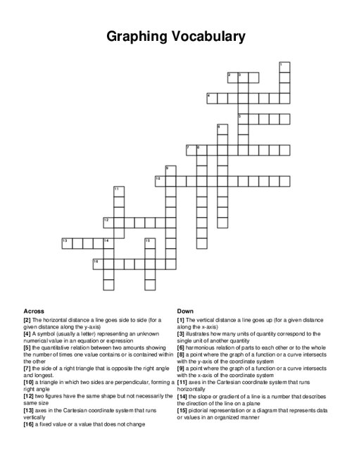 Graphing Vocabulary Crossword Puzzle