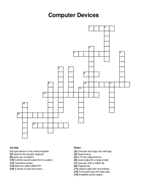 Computer Devices Crossword Puzzle