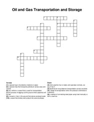 Oil and Gas Transportation and Storage crossword puzzle