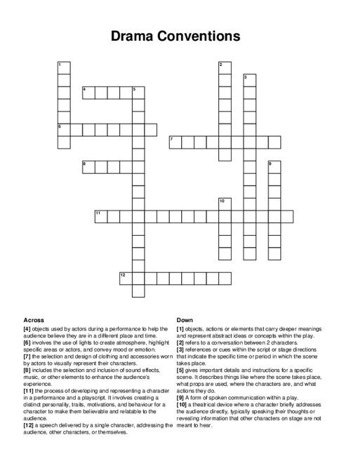 Drama Conventions Crossword Puzzle