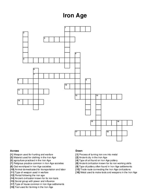 Iron Age Crossword Puzzle