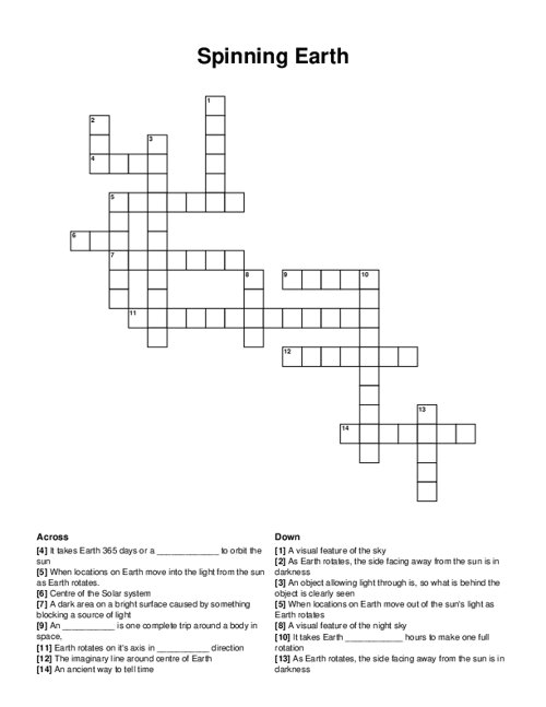 Spinning Earth Crossword Puzzle