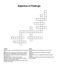 Adjective of Feelings crossword puzzle