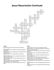 Jesus Resurrection Continued crossword puzzle