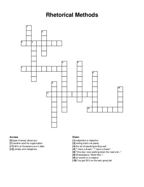 Rhetorical Methods Crossword Puzzle