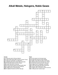 Alkali Metals, Halogens, Noble Gases crossword puzzle