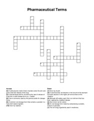 Pharmaceutical Terms crossword puzzle