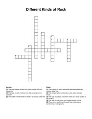 Different Kinds of Rock crossword puzzle