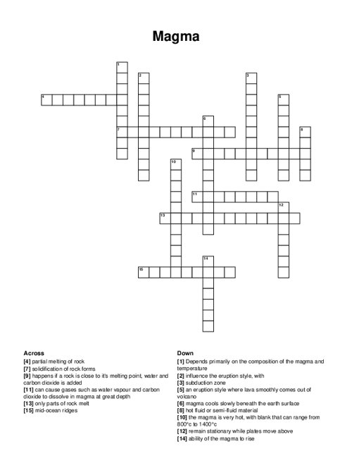 Magma Crossword Puzzle