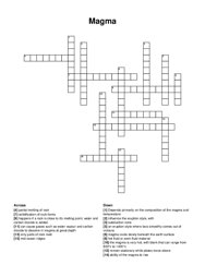 Magma crossword puzzle