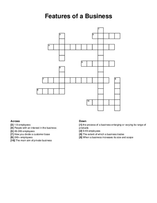 Features of a Business Crossword Puzzle